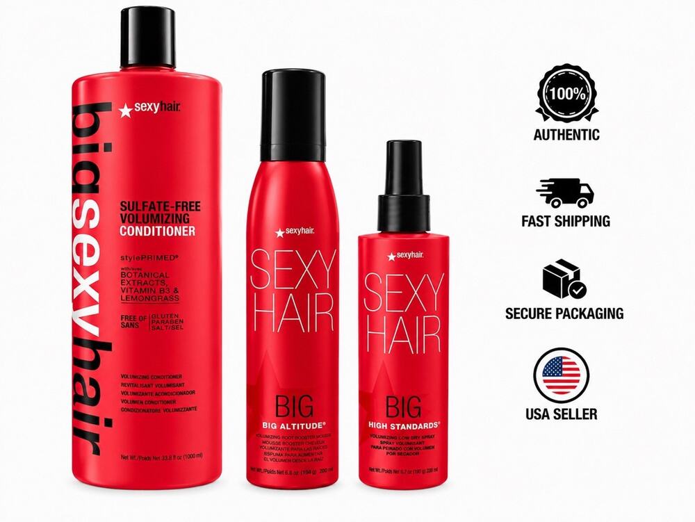 Sexy Hair Big Volumizing Trio Set Conditioner Mousse Spray 33.8oz 6.8oz